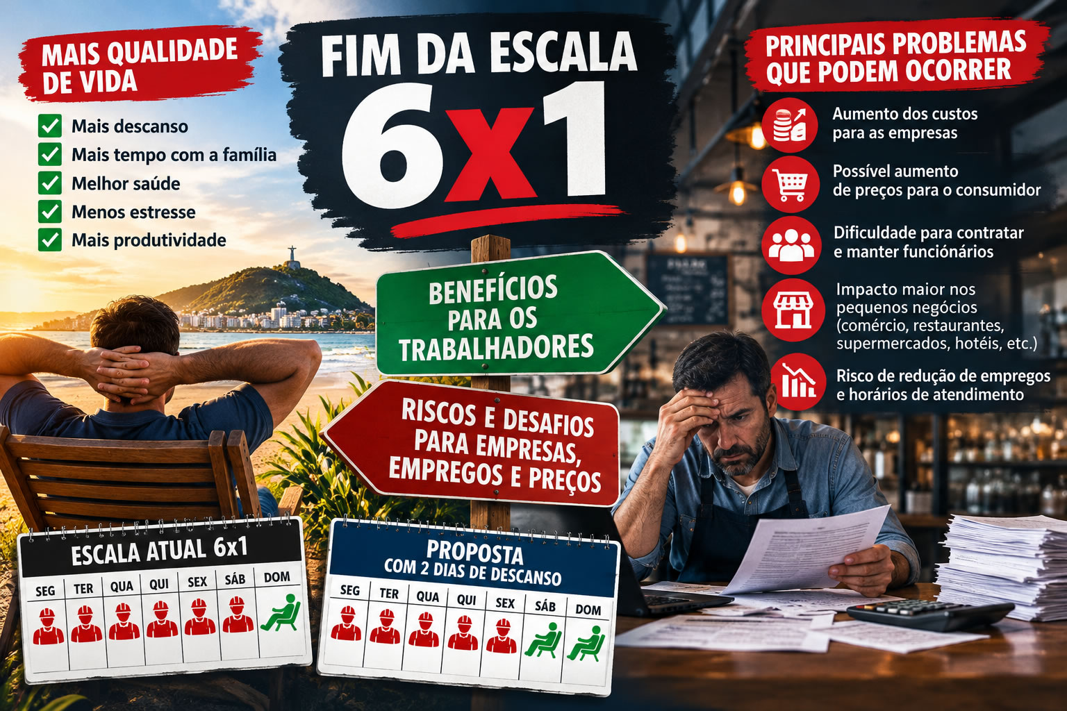 Fim da escala 6x1: benefício para trabalhadores pode trazer aumento de preços