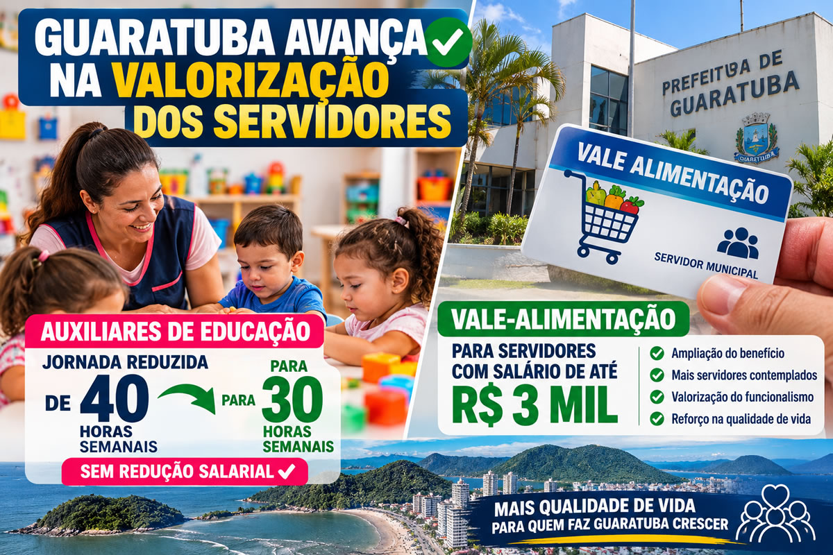 Guaratuba avança na redução da jornada das auxiliares de educação e ampliação do vale-alimentação para servidores