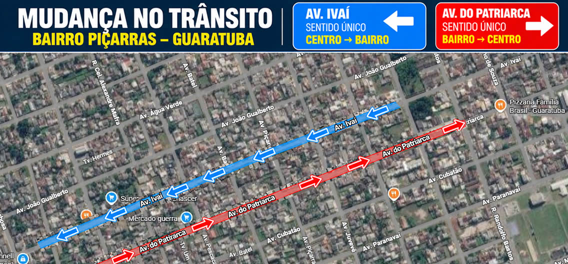 Atenção, motoristas! Avenidas Ivaí e do Patriarca passam a ter sentido único no bairro Piçarras daqui a 40 dias